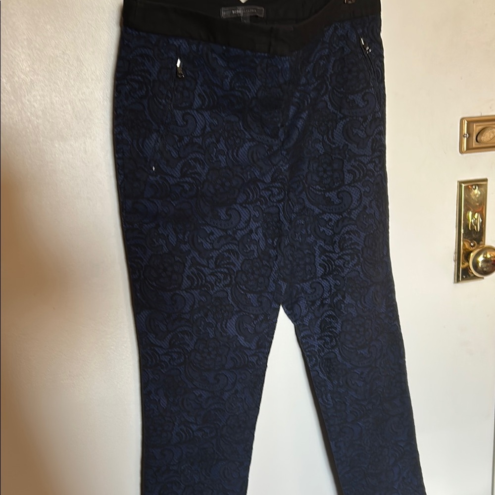 Black and Blue Straight Leg Pants for Formal Wear